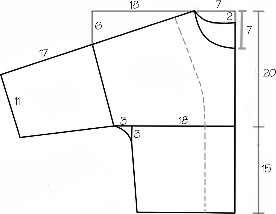 Выкройка кофты с цельнокроеным рукавом
