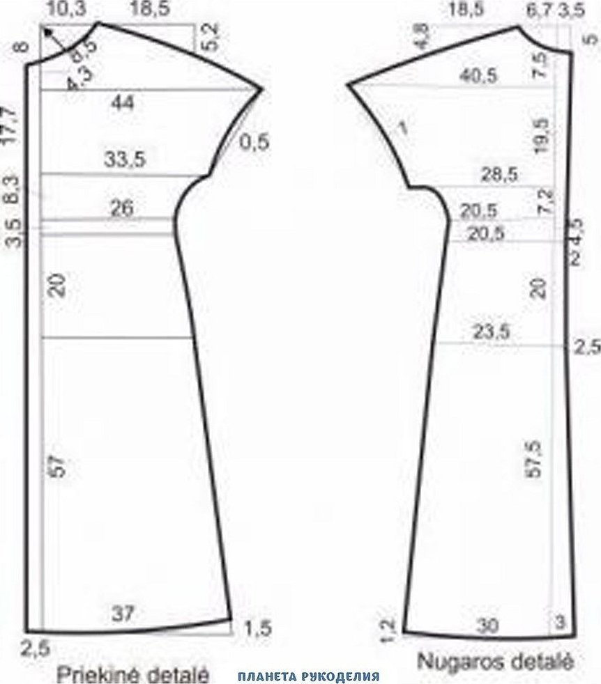 Выкройка платья с цельнокроеным рукавом